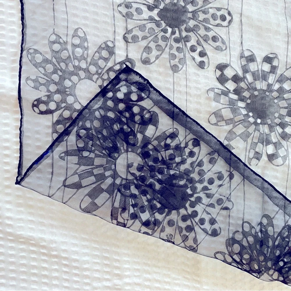 Black Geometric Pattern Scarf with Intricate Designs